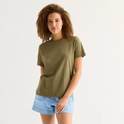 Ana Womens Tall Crew Neck Short Sleeve T-shirt In Green