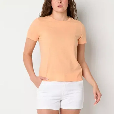 Ana Womens Tall Crew Neck Short Sleeve T-shirt In Orange