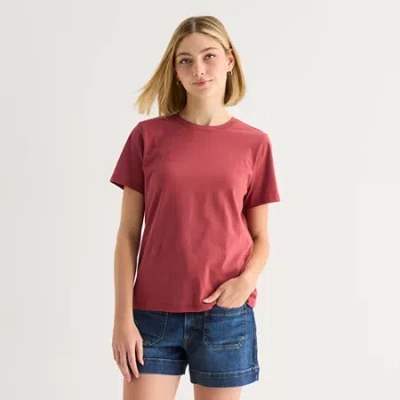 Ana Womens Tall Crew Neck Short Sleeve T-shirt In Red