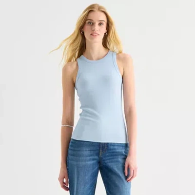 Ana Womens Tall High Neck Sleeveless Tank Top In Blue