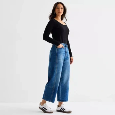 Ana Womens Tall Highest Rise Barrel Jean In Blue