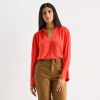 Ana Womens Tall Long Sleeve Blouse In Red