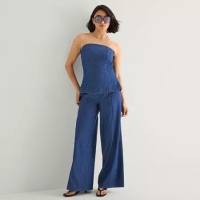 Ana Womens Tall Mid Rise Wide Leg Jean In Blue
