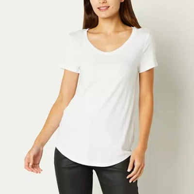 Ana Womens Tall Scoop Neck Short Sleeve T-shirt In White