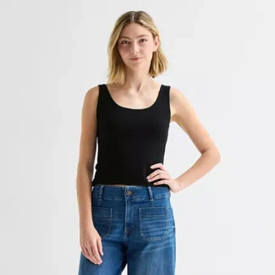 Ana Womens Tall U Neck Sleeveless Tank Top In Black