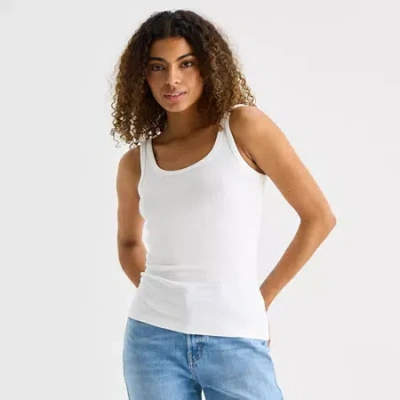 Ana Womens Tall U Neck Sleeveless Tank Top In White