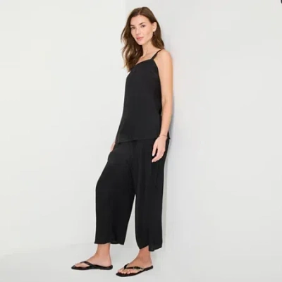 Ana Womens Tall Wide Leg Cropped Pant In Black