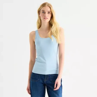 Ana Womens U Neck Sleeveless Tank Top In Blue