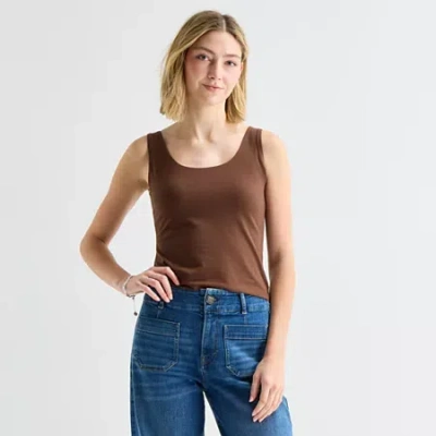 Ana Womens U Neck Sleeveless Tank Top In Brown