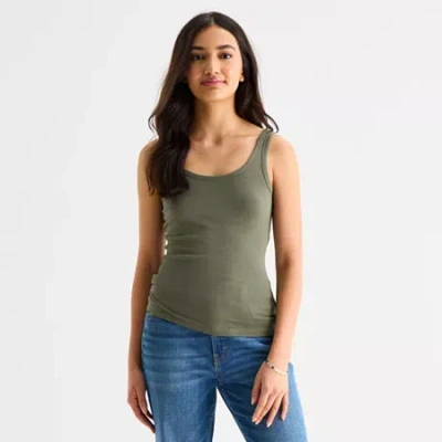 Ana Womens U Neck Sleeveless Tank Top In Green