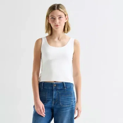 Ana Womens U Neck Sleeveless Tank Top In White