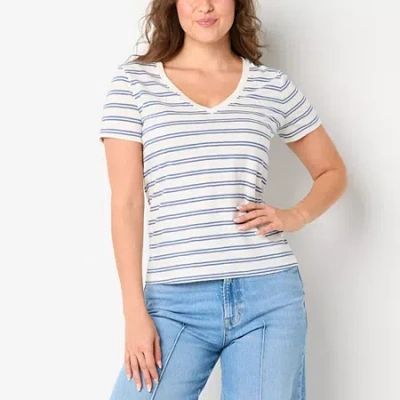 Ana Womens V Neck Short Sleeve T-shirt In Blue