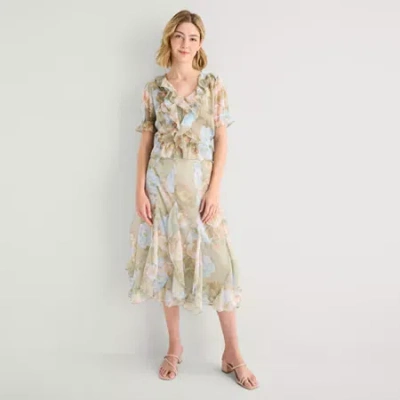 Ana Womens V Neck Short Sleeve Tank Top In Neutral