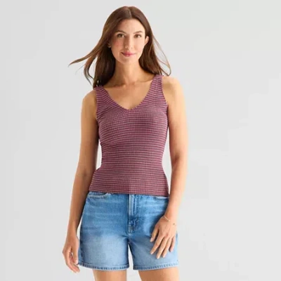 Ana Womens V Neck Sleeveless Pullover Sweater In Pink