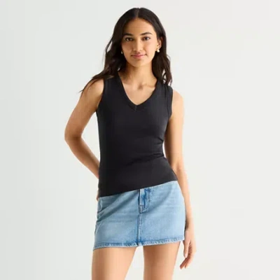 Ana Womens V Neck Sleeveless Tank Top In Black
