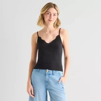 Ana Womens V Neck Sleeveless Tank Top In Black