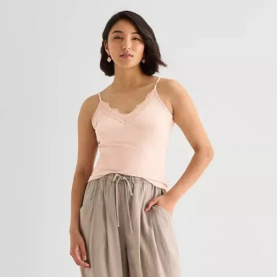 Ana Womens V Neck Sleeveless Tank Top In Pink