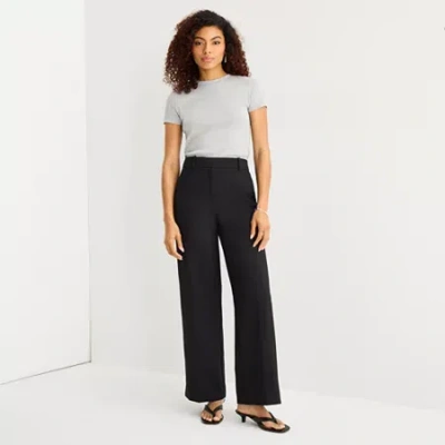 Ana Womens Wide Leg High Rise Trouser In Black