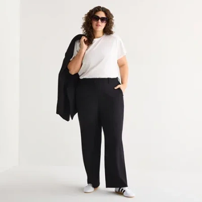 Ana Womens Wide Leg High Rise Trouser In Black