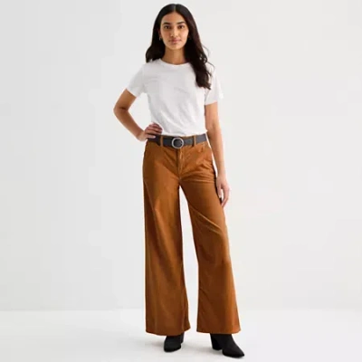 Ana Womens Wide Leg High Rise Trouser In Brown