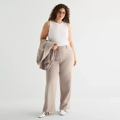 Ana Womens Wide Leg High Rise Trouser In Brown