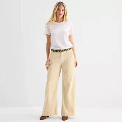 Ana Womens Wide Leg High Rise Trouser In Sand