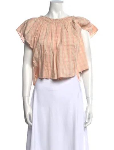 Pre-owned Anaak Bateau Neckline Short Sleeve Crop Top In Multi