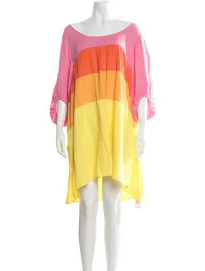 Pre-owned Anaak Colorblock Pattern Midi Length Dress In Yellow