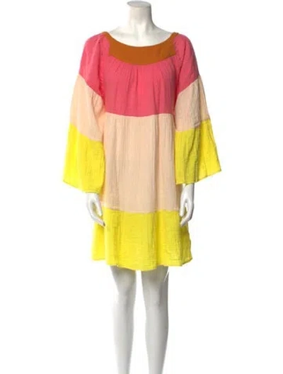 Pre-owned Anaak Colorblock Pattern Mini Dress In Pink