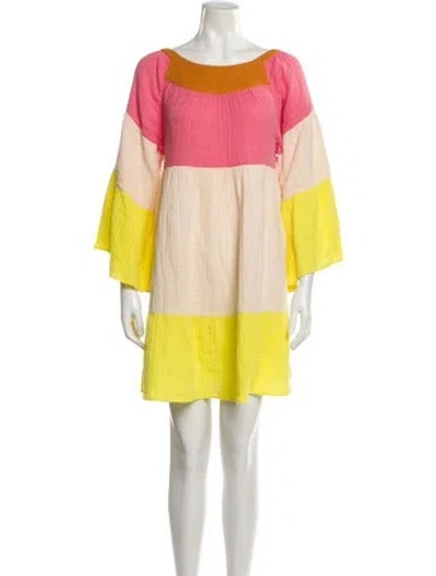 Pre-owned Anaak Colorblock Pattern Mini Dress In Pink