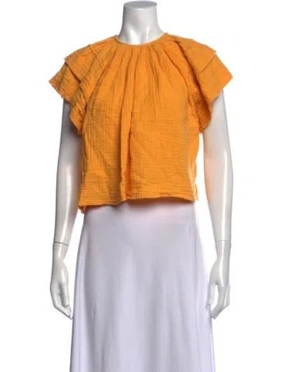 Pre-owned Anaak Crew Neck Short Sleeve Top In Orange/yellow