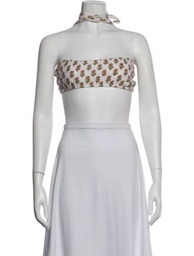 Pre-owned Anaak Floral Print Halterneck Crop Top In Grey