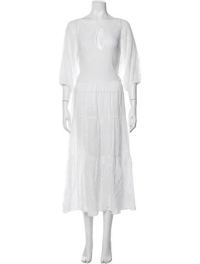 Pre-owned Anaak Floral Print Long Dress In White