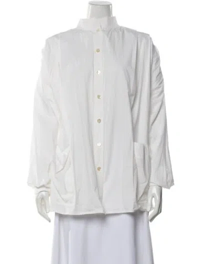 Pre-owned Anaak Long Sleeve Button-up Top In White