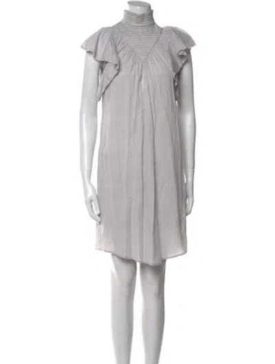 Pre-owned Anaak Mock Neck Mini Dress In White