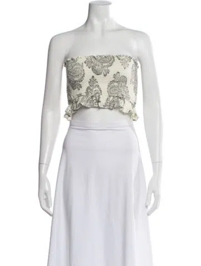 Pre-owned Anaak Paisley Print Strapless Crop Top In White