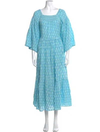 Pre-owned Anaak Plaid Print Long Dress In Blue
