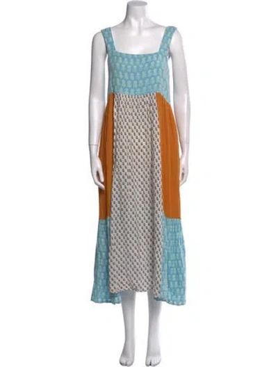 Pre-owned Anaak Printed Long Dress In Blue