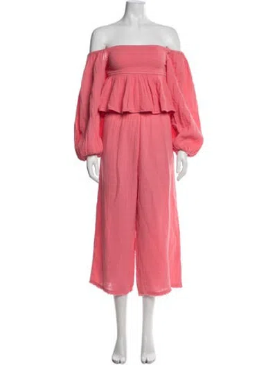 Pre-owned Anaak Ruffle Embellishment Pant Set In Pink