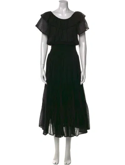 Pre-owned Anaak Scoop Neck Long Dress In Black