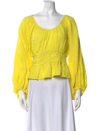 Pre-owned Anaak Scoop Neck Long Sleeve Blouse W/ Tags In Yellow