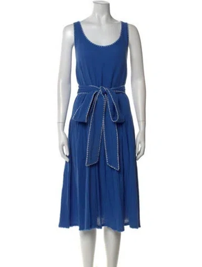 Pre-owned Anaak Scoop Neck Midi Length Dress In Blue