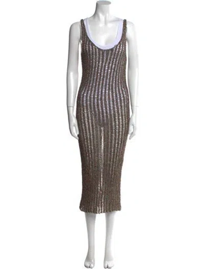 Pre-owned Anaak Scoop Neck Midi Length Dress In Multi