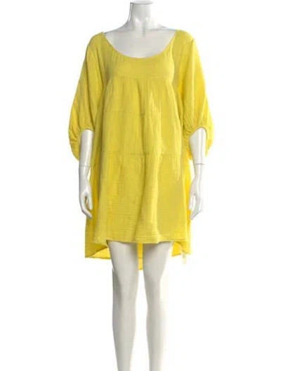 Pre-owned Anaak Scoop Neck Mini Dress In Yellow