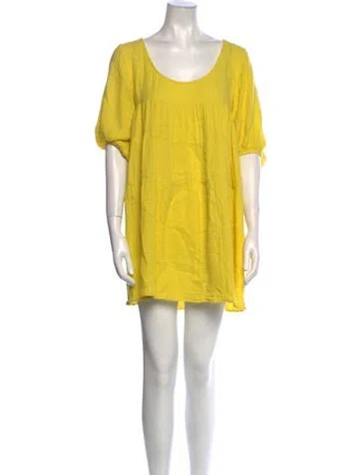 Pre-owned Anaak Scoop Neck Mini Dress In Yellow