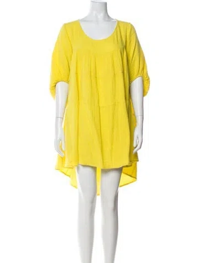 Pre-owned Anaak Scoop Neck Mini Dress In Yellow