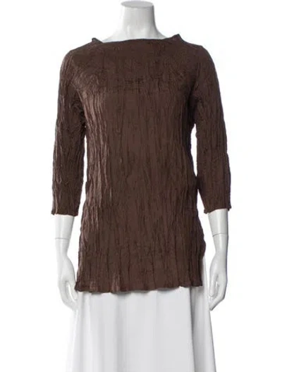 Pre-owned Anaak Silk Bateau Neckline Blouse In Brown