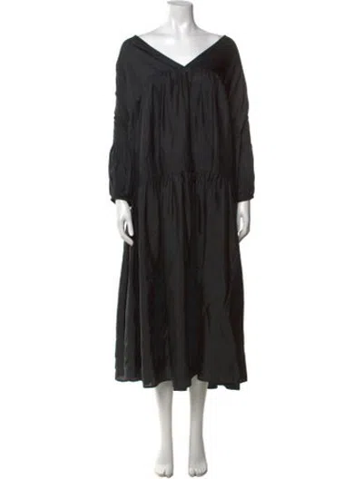 Pre-owned Anaak Silk Long Dress In Black