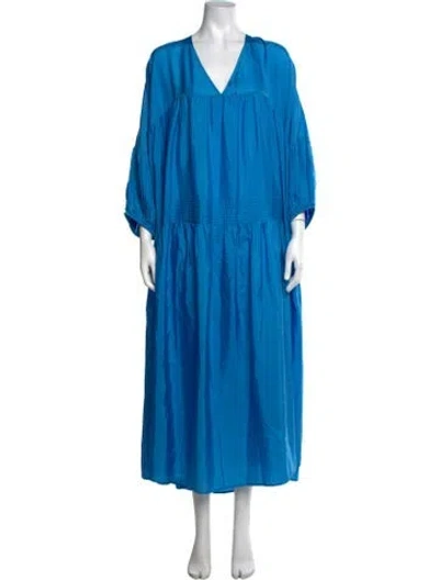 Pre-owned Anaak Silk Long Dress In Blue
