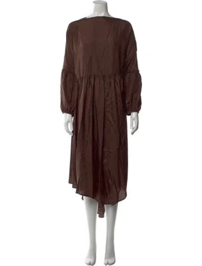 Pre-owned Anaak Silk Long Dress In Brown